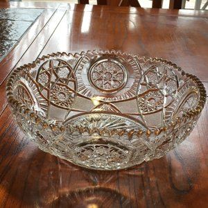 Vintage Crystal/Cut Glass Bowl with Gold Highlights